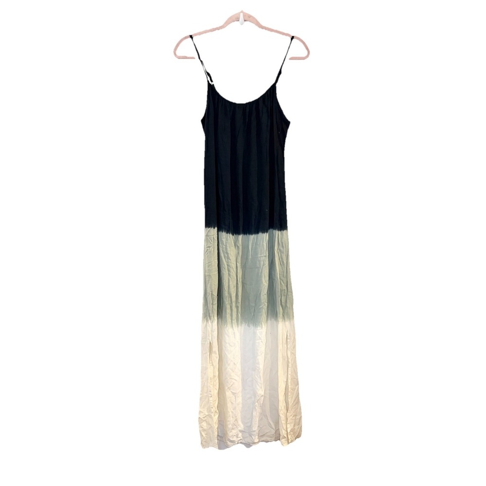 VTG SANTIKI Batik Boho Dip Dye Ombre Tie Dye Blue Maxi Beach Dress Blue M